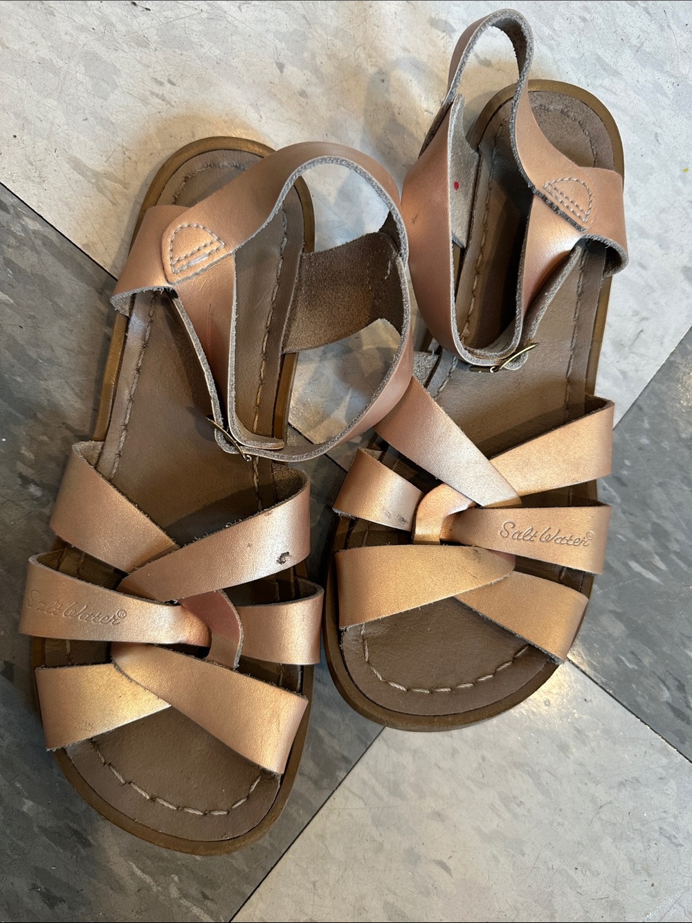 Rose gold salt water sandals
